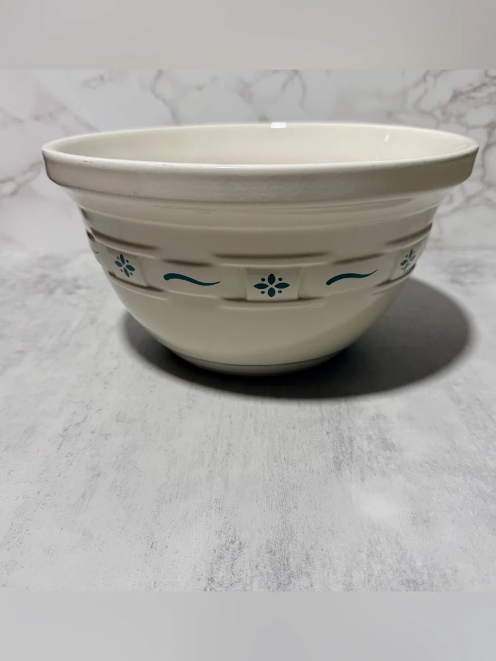 Longaberger Woven Traditions White Ceramic Mixing Bowl